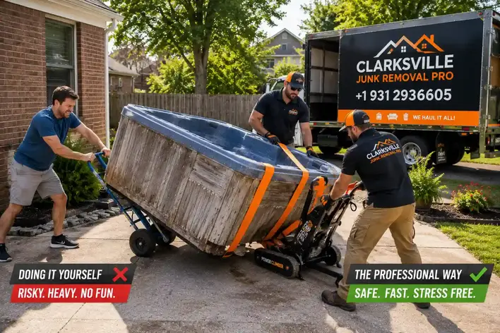 DIY hot tub removal compared to professional removal service