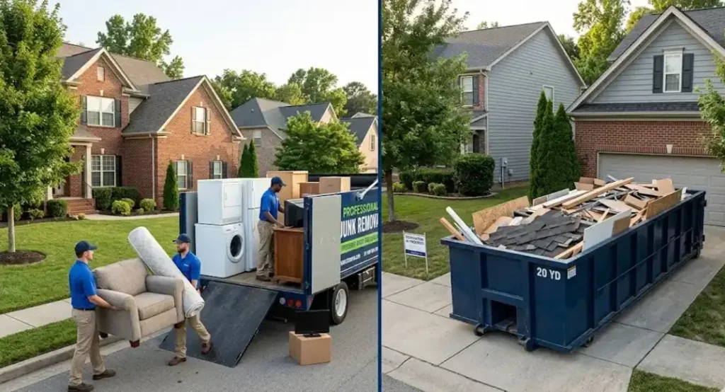 Junk removal vs dumpster rental in Clarksville, Tennessee.